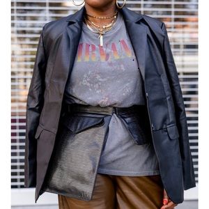 NWT Oversized faux leather blazer.